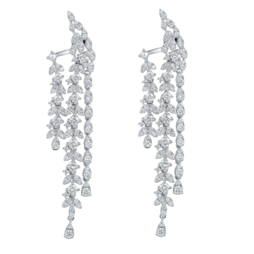 حلق الماس ذهب ابيض عيار18