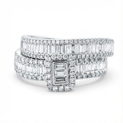 خاتم توينز الماس ذهب ابيض عيار18