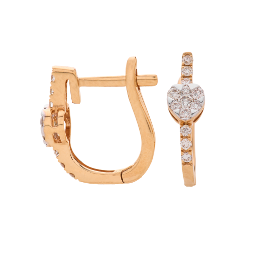 حلق الماس ذهب روز قولد عيار18