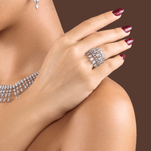 خاتم الماس ذهب ابيض عيار18