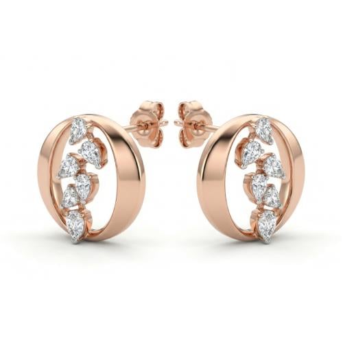 حلق الماس ذهب روز جولد عيار18