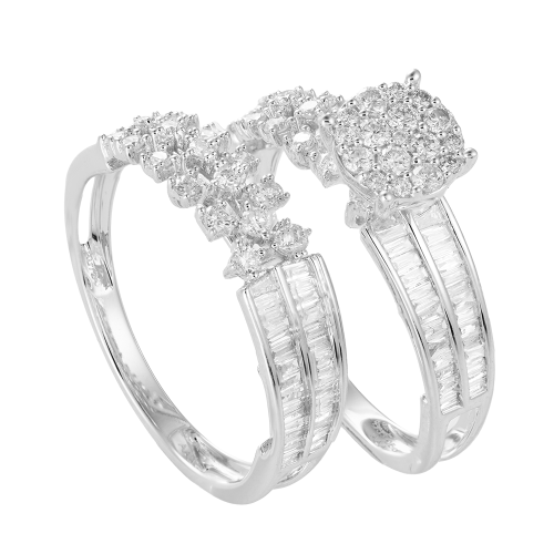 خاتم توينز الماس ذهب ابيض عيار18