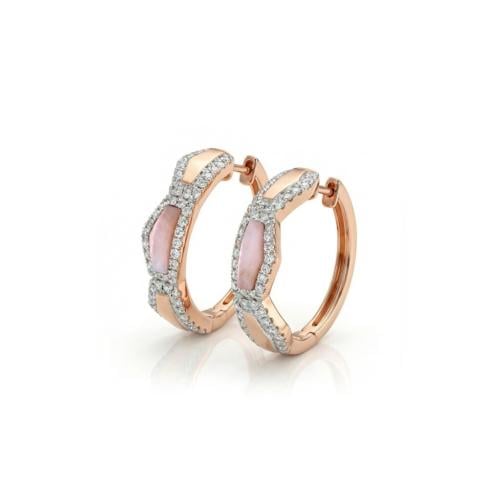 حلق الماس ذهب روز جولد عيار18