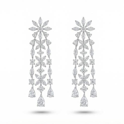 حلق الماس ذهب ابيض عيار18