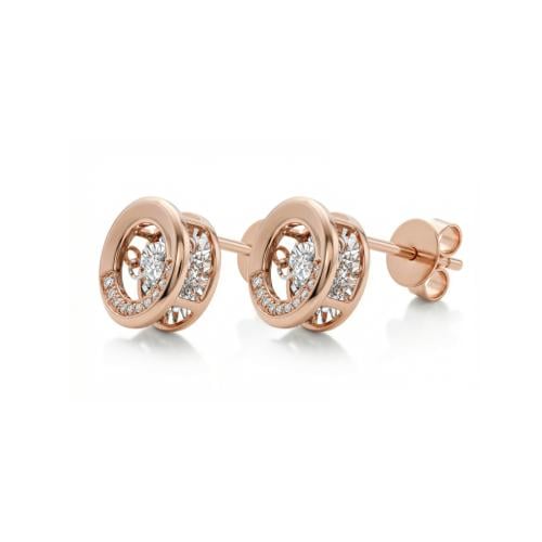 حلق الماس ذهب روز جولد عيار18