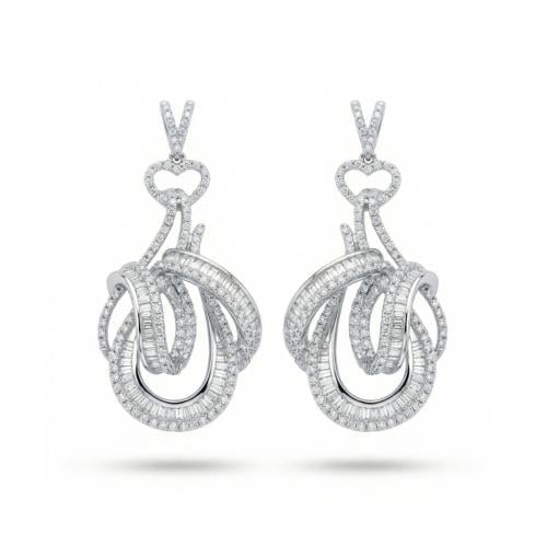 حلق الماس ذهب ابيض عيار18