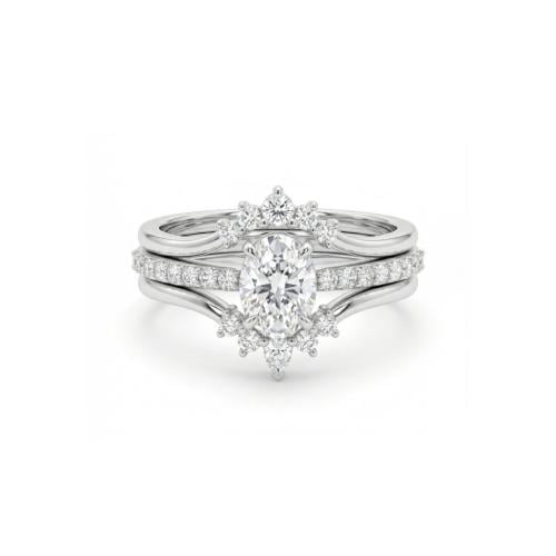 خاتم توينز الماس ذهب ابيض عيار18