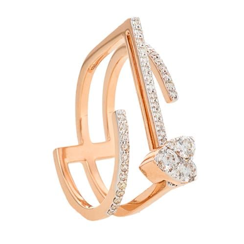 خاتم ذهب ابيض والماس عيار18 روز قولد