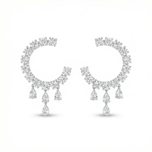 حلق الماس ذهب ابيض عيار18