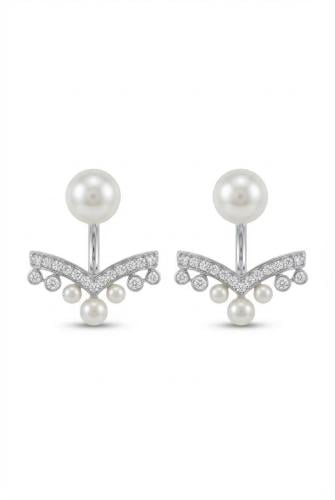 حلق لؤلؤ ذهب ابيض عيار18