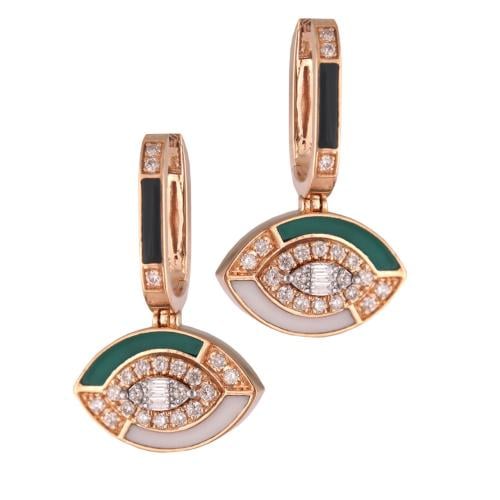 حلق ذهب روز قولد وألماس