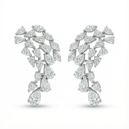 حلق الماس ذهب ابيض عيار18