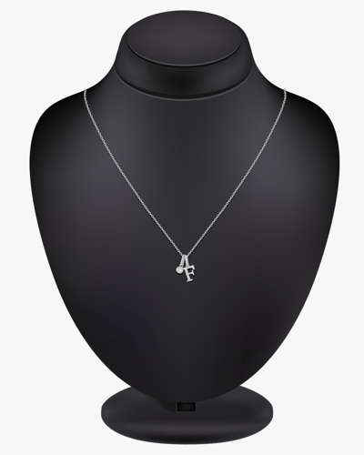 تعليقة حرف F ذهب أبيض والماس عيار18