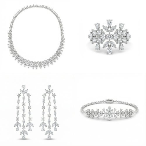 طقم ذهب ابيض والماس عيار18