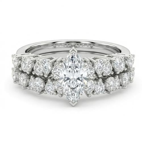 خاتم توينز الماس ذهب ابيض عيار18