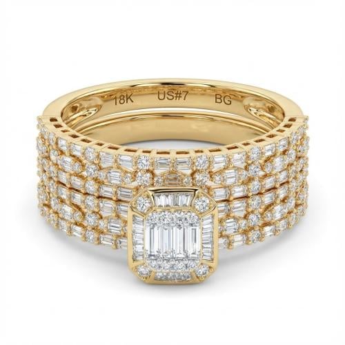 خاتم توينز الماس ذهب اصفر عيار18