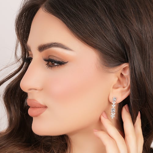 حلق ذهب ابيض والماس