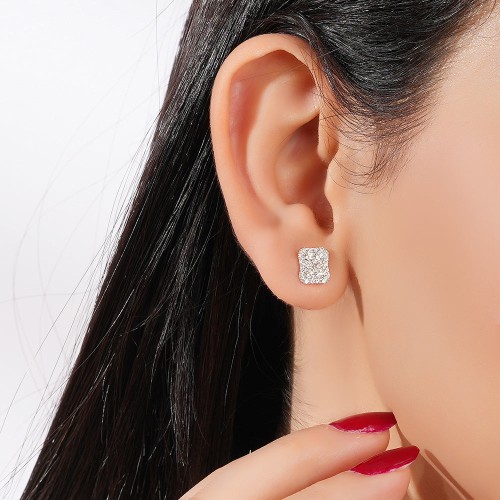 حلق ذهب ابيض والماس