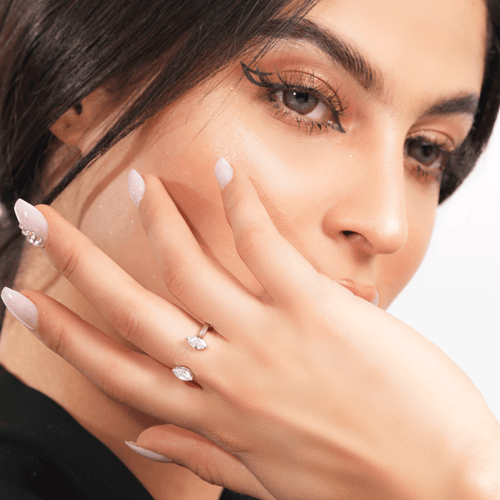 خاتم ذهب ابيض والماس