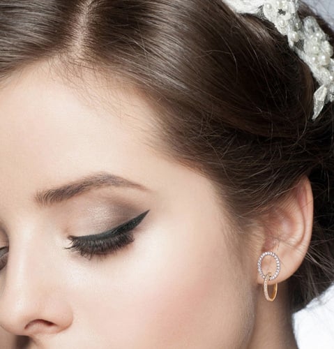 حلق الماس ذهب أصفر وأبيض