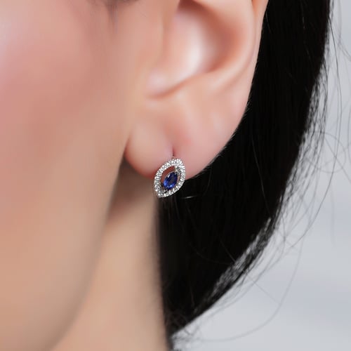 حلق ذهب ابيض والماس