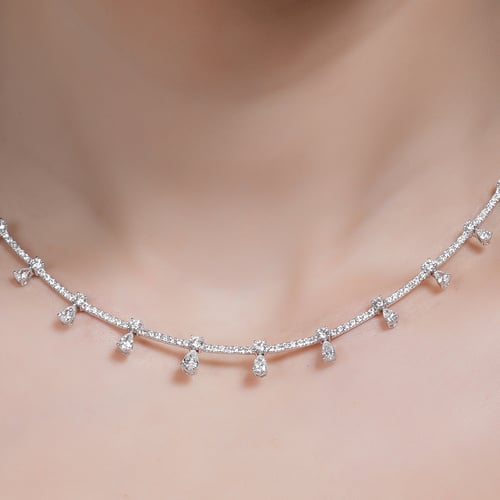 عقد ذهب ابيض والماس