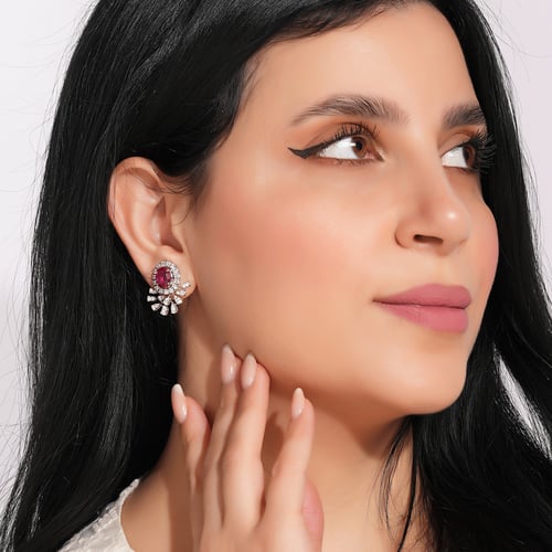 حلق ذهب ابيض والماس