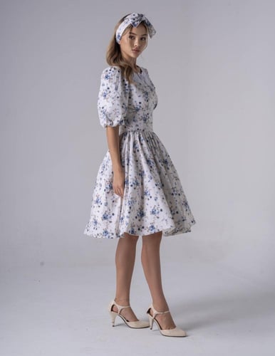 فستان متوسط الطول مع تصميم الكورسيت بخامة القطن ال...