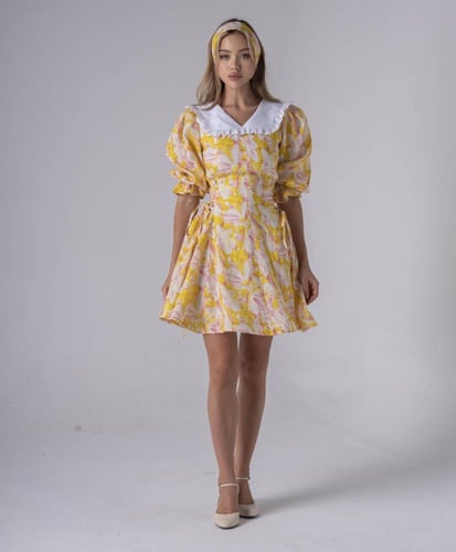 فستان بخامة اللنن مع الكتان العالية الجودة مع رباط...