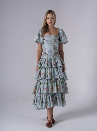 فستان من خامة القطن الايطالي مع قابلية التكبير و ا...