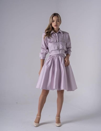 بدلة انطوان من قطعتين مع تنورة متوسطة الطول من خام...