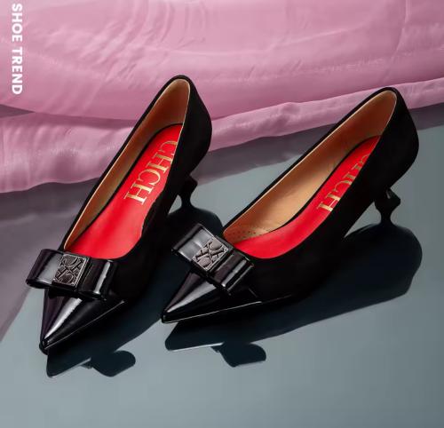 كعب أسود متوسط الارتفاع مريح مقاس من ٣٦ إلى ٤١