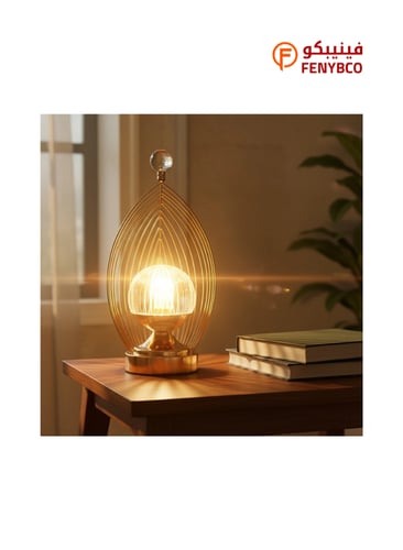 أباجورة أرضية مودرن ذهبي – 3 ألوان إضاءة متغيرة