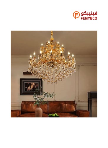 ثريا دائرية دورين لون ذهبي مع كؤوس شمعدان – تصميم...