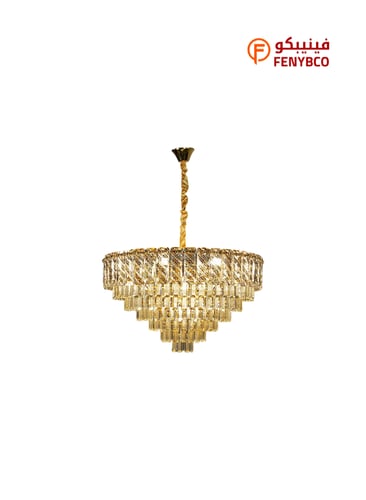 ثريا مودرن ذهبية قطر 80 سم – 15 لمبة E14 بتصميم أن...