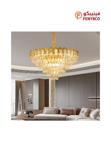 ثريا مودرن ذهبية قطر 80 سم – 16 لمبة E14 بتصميم فا...