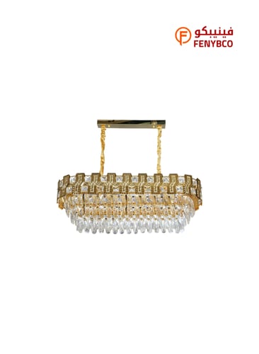 ثريا مودرن ذهبية مقاس 80×30 سم – 10 لمبات E14 بتصم...