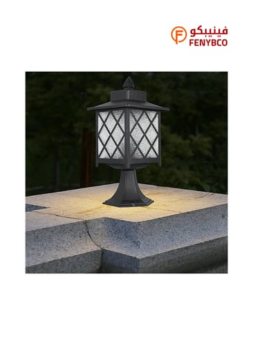 فانوس جلاسي أرضي خارجي غطاء أسود – تصميم أنيق ومقا...