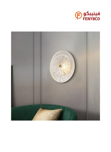 أبليك جداري مودرن – ذهبي شفاف مع 3 أضاءات LED قابل...