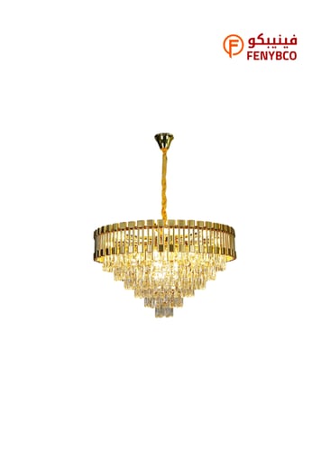 ثريا مودرن ذهبية مقاس 80 سم – 15 لمبة E14 بتصميم أ...