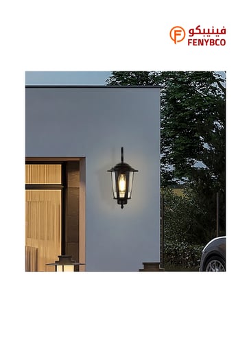 فانوس جداري خارجي أسود بتصميم عملي ومقاوم للعوامل...