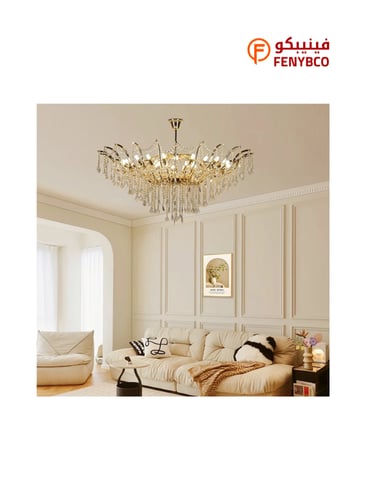 نجف مودرن ذهبي – 36 لمبة E14 بتصميم فاخر للمساحات...