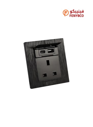 فيش ثلاثي مع منفذ يو اس بي USB مع تايب سي TYPE-C ل...