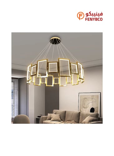 ثريا مودرن ذهبي لون الانارة اصفر 165 واط قطر 100 س...