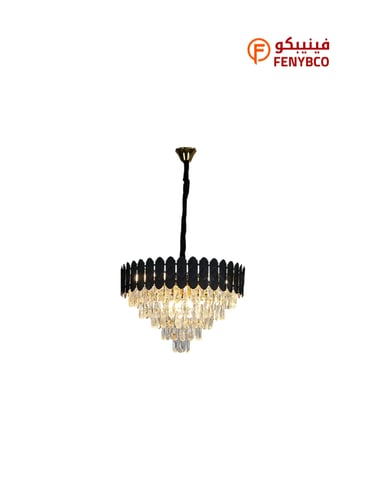 نجف مودرن أسود مع ذهبي مقاس 60 سم – 9 لمبات E14 بت...