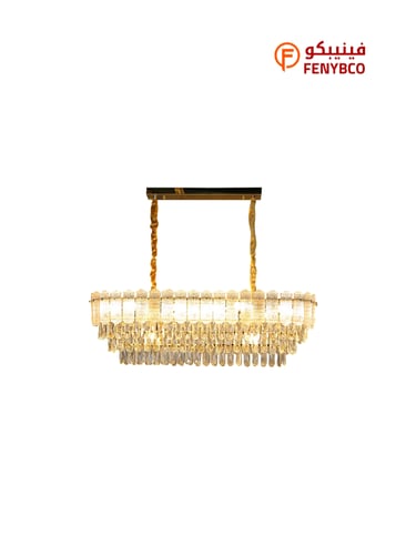 ثريا مودرن ذهبية مقاس 100×35 سم – 14 لمبة E14 بتصم...