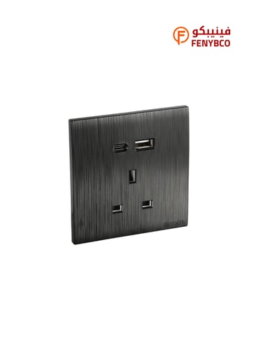 فيش ثلاثي مع منفذ يو اس بي USB مع تايب سي TYPE-C ل...