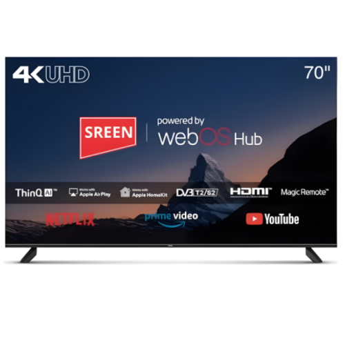 شاشة سرين 70 بوصة سمارت 4K WebOS – تحكم ذكي مع ريم...