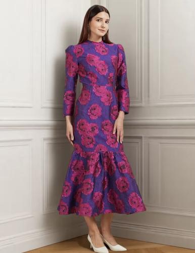 Elegant women's maxi dress embroidered with mermai...