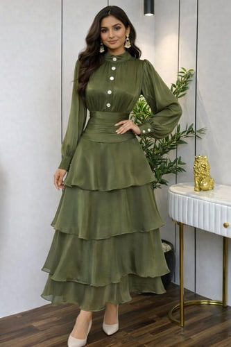 فستان "الأناقة الملكية" - شيفون كرنكل طبقات